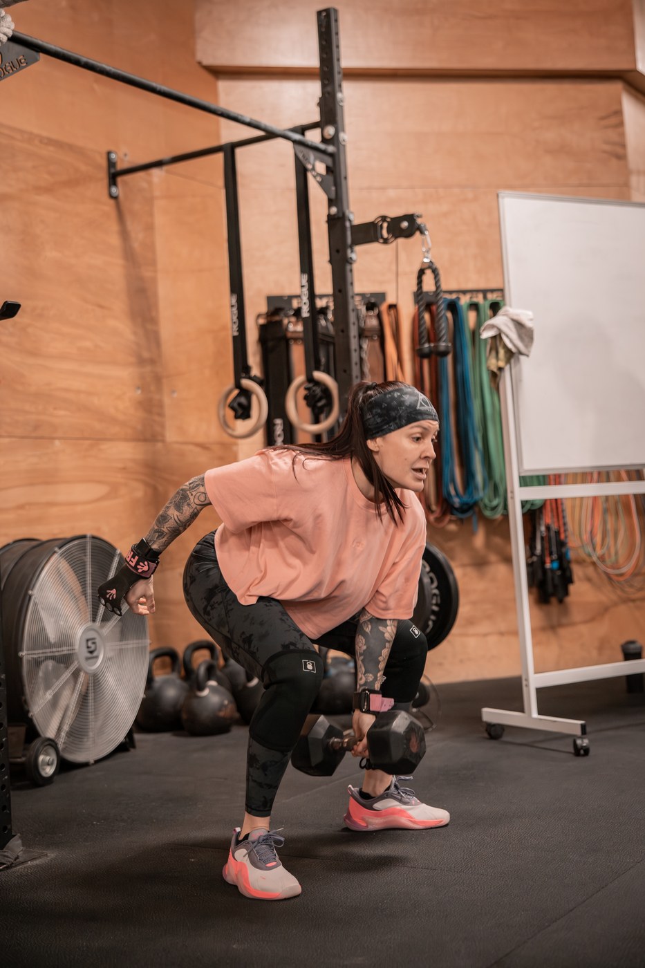 Strong woman deadlifting